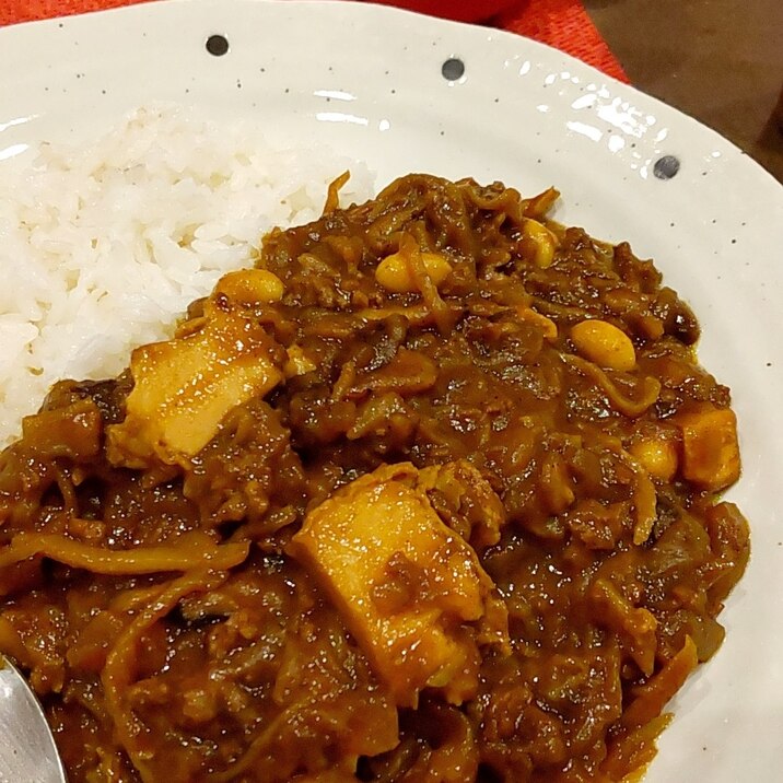 大豆と揚げ豆腐のカレー